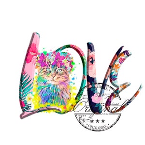 Love Cat png, cat svg watercolor sublimation digital Download, cat Sublimation design, sublimation download, png for sublimation designs