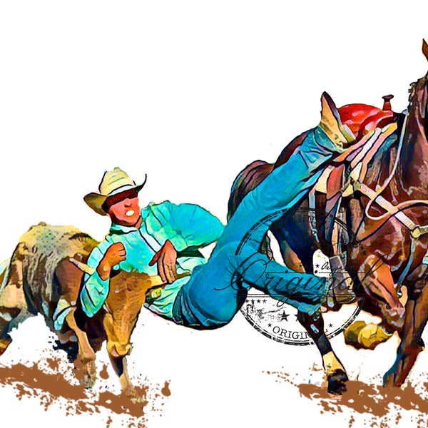 Steer wrestling png, steer wrestling svg, steer wrestling svg watercolor sublimation digital Download, steer wrestling sublimation download,