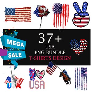 37+ USA T-Shirt Designs Bundle, Artistic T-Shirt Designs, Colorful Tshirt PNG, Modern T-Shirt for Men Woman Kids MOM, Digital Download,