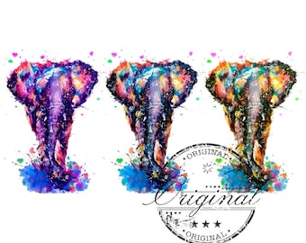 Watercolor Elephant PNG: Sublimation Design (Digital Download)
