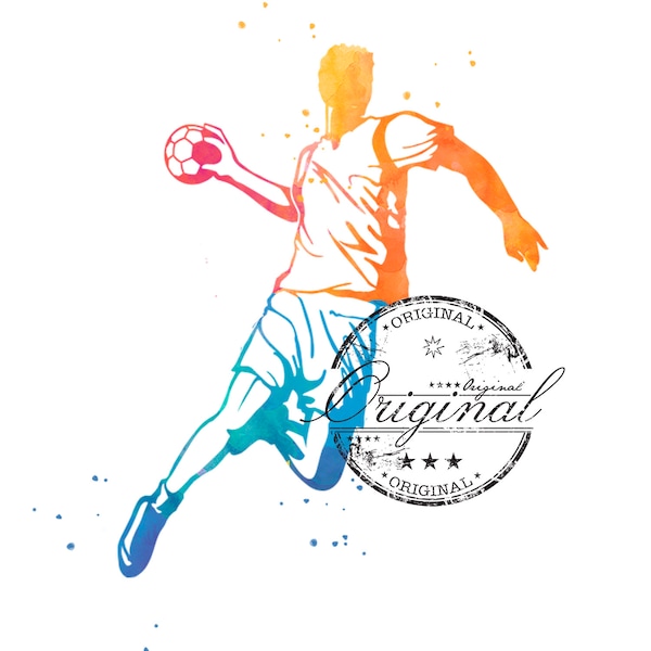 Handball png, handball svg aquarell sublimation digital Download, Handball Wasserrutsche Design, Sublimation Download