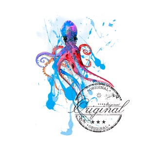 OCTOPUS png, OCTOPUS svg watercolor sublimation, waterslide digital Download, OCTOPUS Sublimation design,