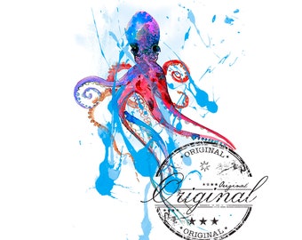 OCTOPUS png, OCTOPUS svg watercolor sublimation, waterslide digital Download, OCTOPUS Sublimation design,