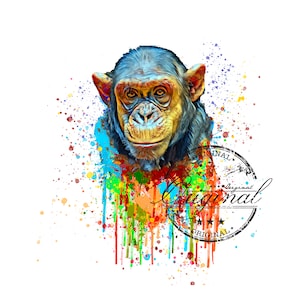 Téléchargement numérique de sublimation aquarelle de singe svg, conception de sublimation de singe, téléchargement de sublimation, png pour des conceptions de sublimation