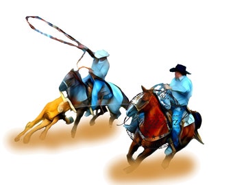 Team Roping Watercolor SVG: Horse Sublimation Design (Digital Download)