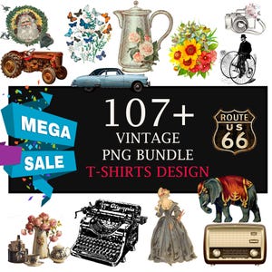 107+ vintage T-Shirt Designs Bundle, Artistic T-Shirt Designs, Colorful Tshirt PNG, Modern T-Shirt for Men Woman Kids MOM, Digital Download,