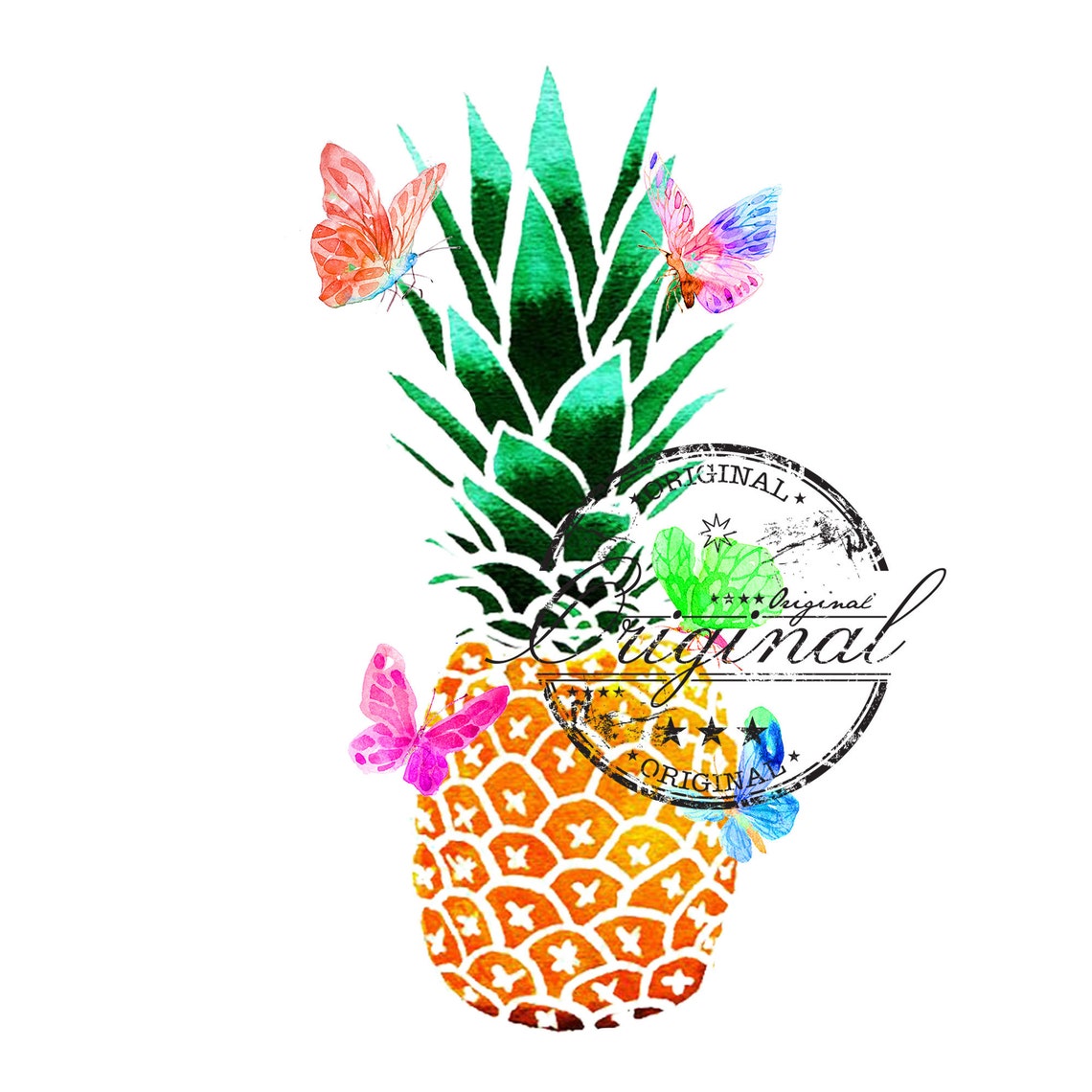 Download PINEAPPLE butterfly svg png PINEAPPLE summer watercolor | Etsy