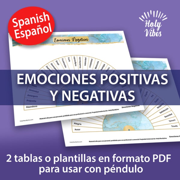 Emociones Positivas y Negativas - TABLA PARA PENDULO - Archivo Digital para descargar