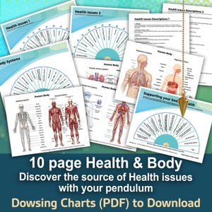 Mapa de Radiestesia sobre Problemas de Saúde e Sistemas do Corpo - PDF imprimível de 10 páginas