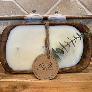 Wood dough bowl soy candles