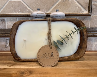 Wood dough bowl soy candles
