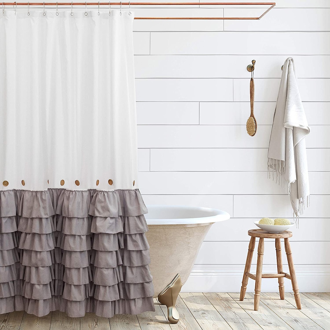 Shabby Chic Fabric Shower Curtain 72 x 72 with Farmhouse Etsy