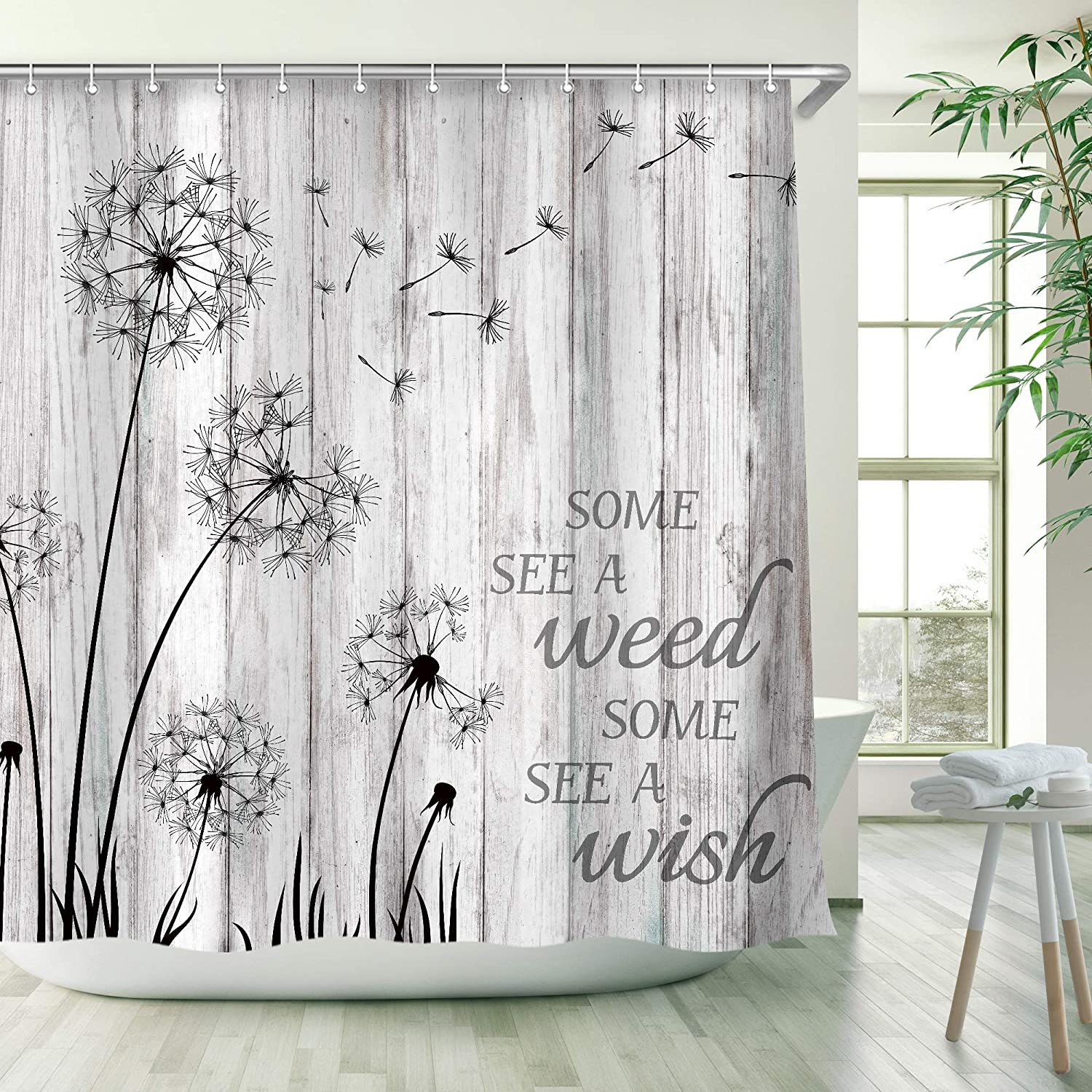 Rustic Dandelion Shower Curtain Wish Seeds Shower Curtain Etsy