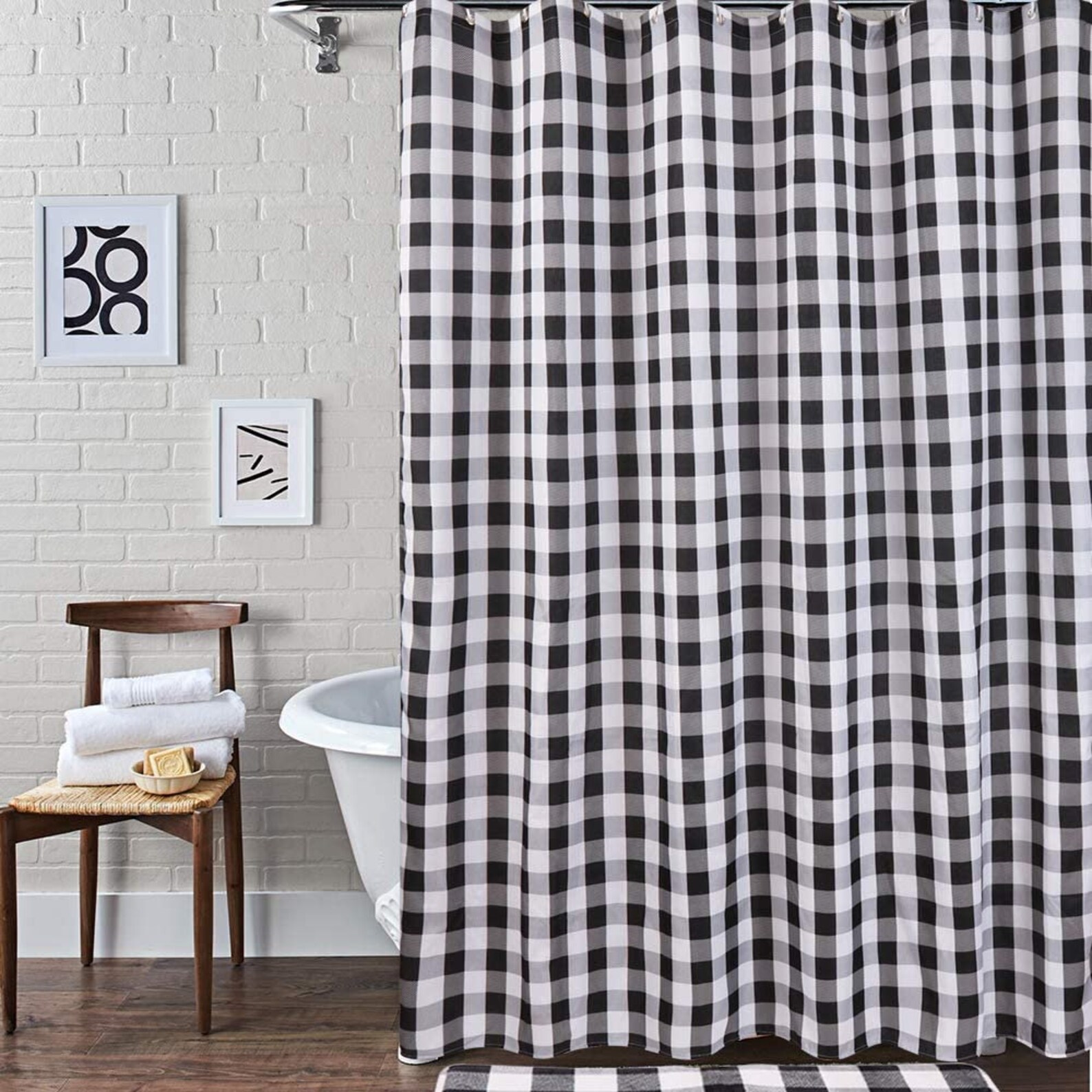 Buffalo Plaid Fabric Shower Curtain for Bathroom Farmhouse Etsy