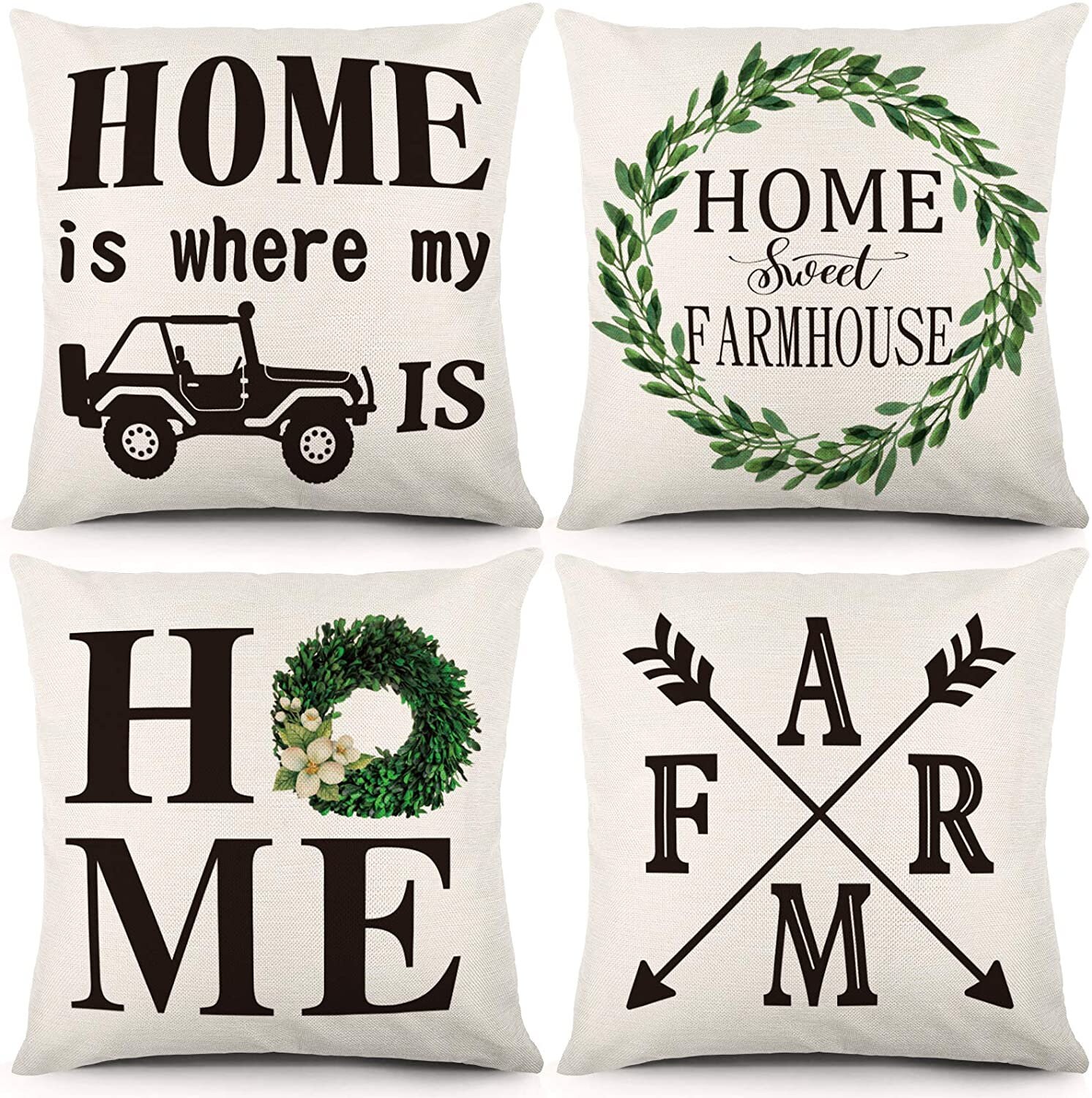 Farmhouse Pillow Covers 18x18 Inch Set of 4 Spring Decorative Etsy