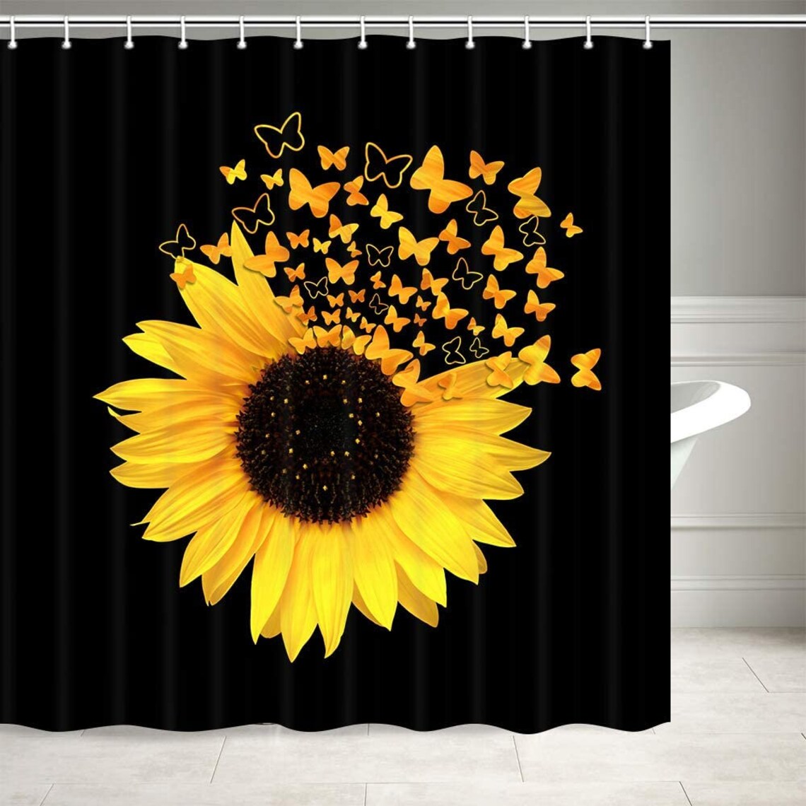 Sunflowers Shower Curtain Sunflowers Butterfly Blooming Wild Etsy