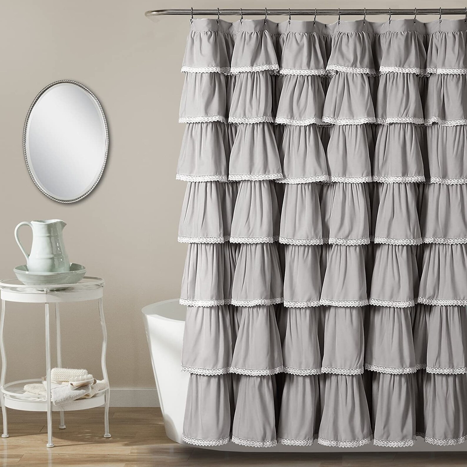 Farmhouse Elegance Lush Decor Lace Ruffle Shower Curtain Etsy