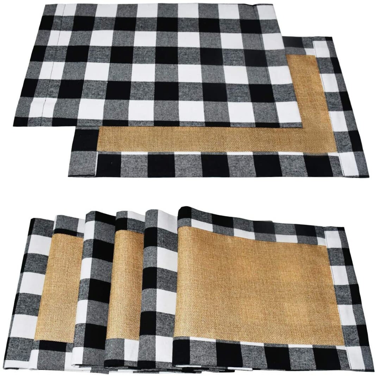 Set of 6 Christmas Placemats Buffalo Check Placemats Black/Red Etsy