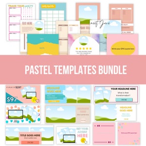Pastell Canva Template Bundle | eBook | Social Square | MockUps | Testimonials Teamplate | Opt-Ins | Speiseplan | Goal Tracker Vorlage