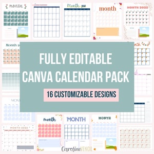 Kalender Vorlagen Bundle | Bearbeitbares druckbares Kalenderpaket | Digitaler bearbeitbarer Kalender | Blanko-Kalender