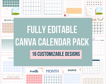 Calendar Templates Bundle | Editable Printable Calendar Bundle | Digital Editable Calendar | Blank Calendar