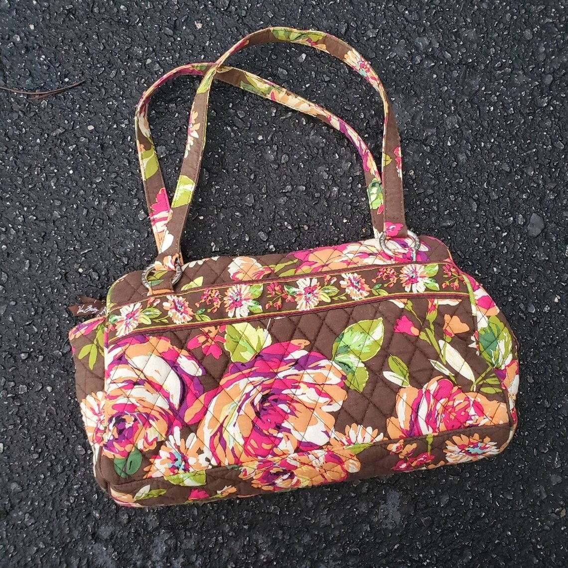 Vera Bradley Crossbody Bag Purse Brown/Pink/Orange Etsy