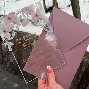 Acryl Hochzeitseinladung, Personalisierte klare Einladungen, Sweet 16 & Quinceanera Einladungen, kundenspezifische Acryleinladungen