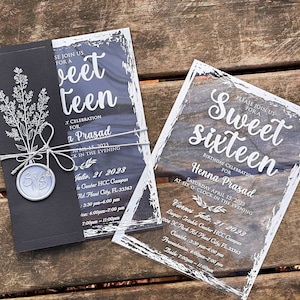 Acryl Hochzeitseinladung, Personalisierte klare Einladungen, Sweet 16 & Quinceanera Einladungen, kundenspezifische Acryleinladungen
