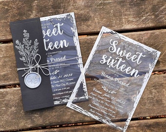 Elegant Acrylic Wedding Invitations: Custom Clear Card with Wax Seal