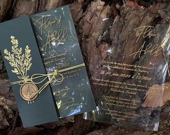 Invitación de boda acrílica personalizada – invitación transparente