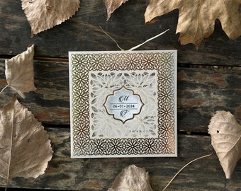 Personalized Acrylic Wedding Invitation: Clear Floral Design