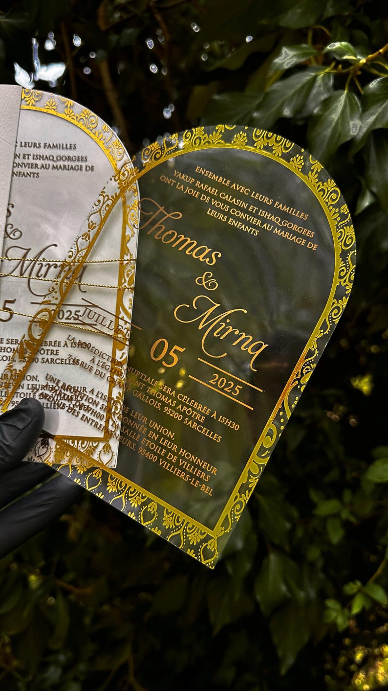 Transparent wedding invitation card