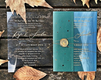 Personalized Acrylic Wedding Invitation: Clear Elegant Design