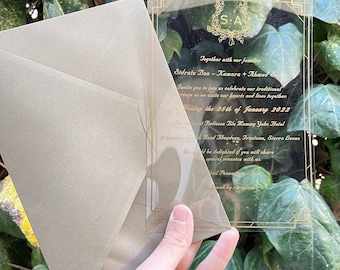 Acrylic Wedding Invitation, Personalized Clear Invitations, Sweet 16 & Quinceanera Invitations, Custom Acrylic Invitations