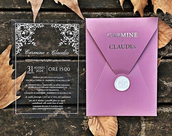Elegant Gold Foil Acrylic Wedding Invitation, Clear Transparent Card for Quinceanera & Sweet 16 Events