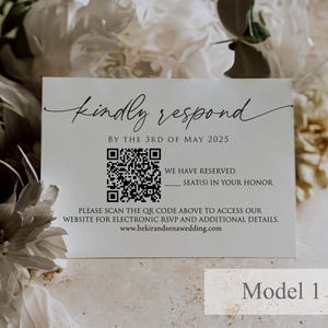 QR-Coded kundenspezifische Antwortkarte, Antwortkarte für Hochzeit, Antwortkarten für Hochzeit, Hochzeitseinladung mit Rsvp, Dankeskarten