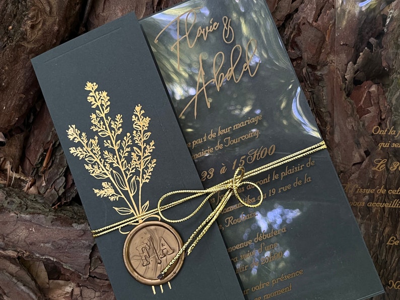 Wedding Invitation Acrylic Invitations Acrylic Gold Etsy