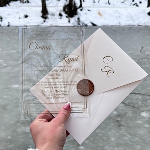 Faire-part de mariage en acrylique, Faire-parts transparents personnalisés, Faire-parts Sweet 16 et Quinceanera, Faire-parts acryliques personnalisés