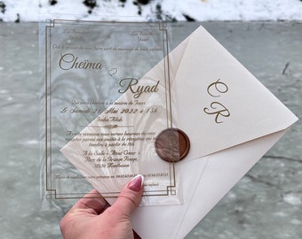 Invitación de boda acrílica personalizada – invitación transparente