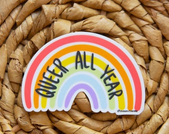 Queer All Year Sticker, LGBTQ Pride Sticker