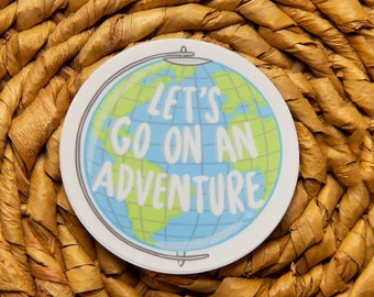 Let’s Go On An Adventure Sticker, Adventure Sticker, Travel Sticker, Globe Sticker