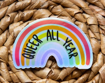 Metallic Queer All Year Sticker