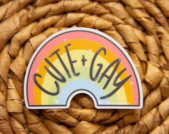 Cute & Gay Sticker , LGBTQ+ Sticker, Queer Sticker, Cute Sticker, Rainbow Sticker