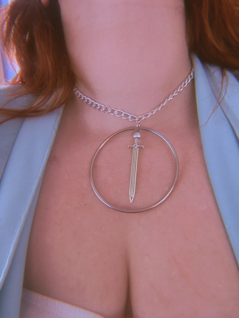 Silver Sword Circle hoop choker zdjęcie 1