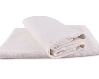 Linen hand towel set of 2 in white , Small Waffle linen Hand and Face towels set of 2, Linen and cotton blend towels, White color