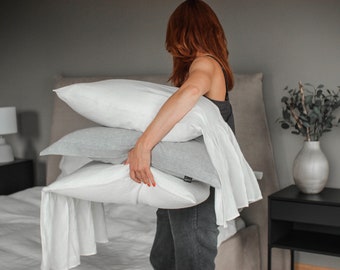 Linen pillowcase Mermaid, Linen pillowcase with volant, European flax pillowcase