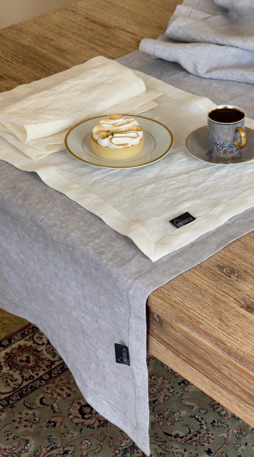 Washed Linen Table Runner Washed Linen Tablecloth Gray Linen Etsy UK