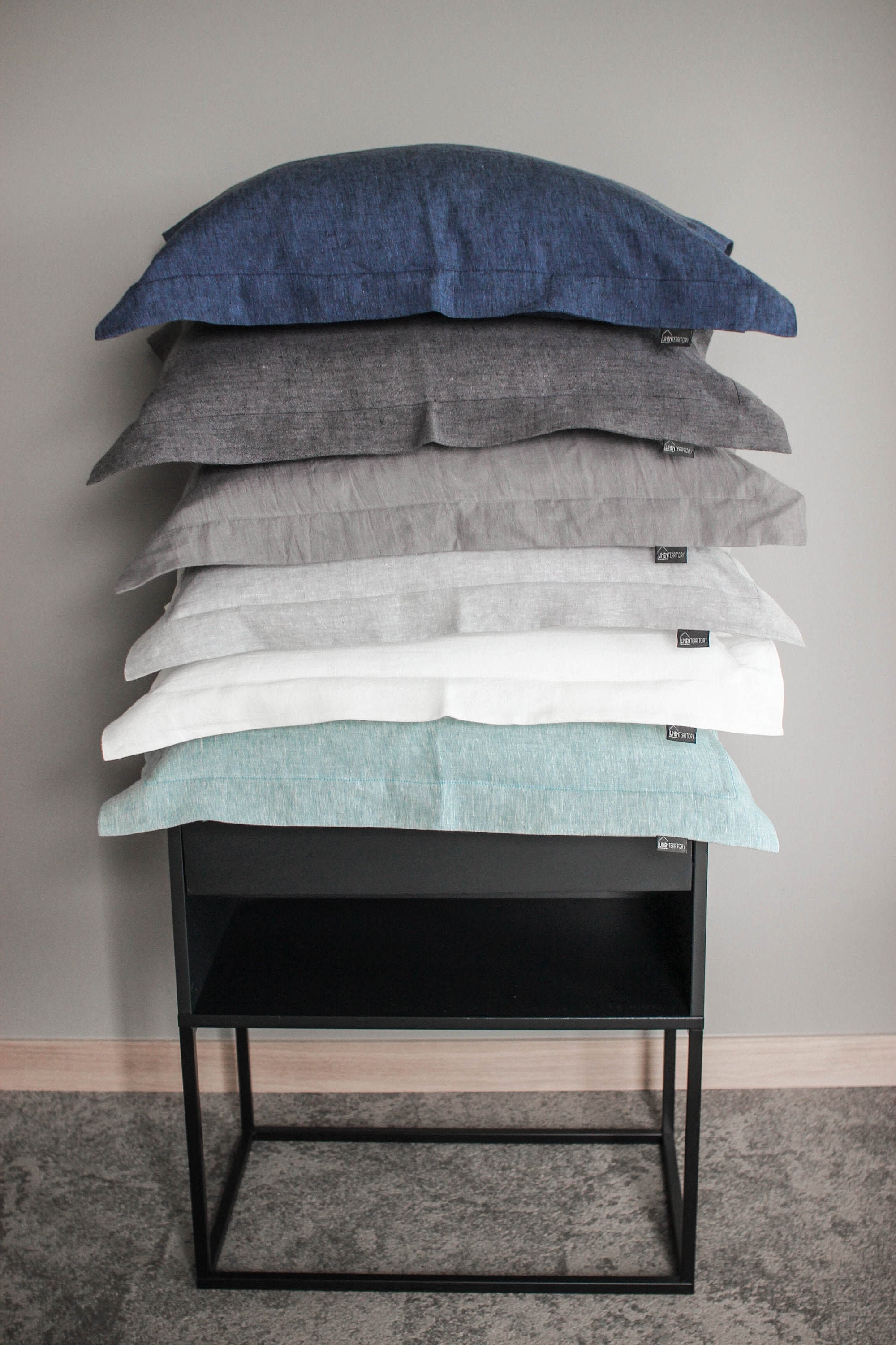 Linen Pillowcase Oxford Style, Washed Linen Pillow Cover, Handmade