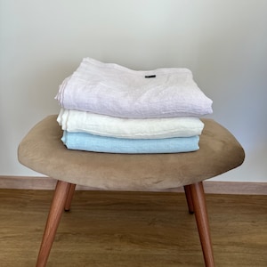 Linen flat sheet, Softened linen bed sheet , Washed linen bedding in various colors