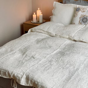 Linen duvet, Linen duvet cover with skinny ties, European flax softened linen duvet, Custom sizes